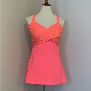 Lululemon tank 10 neon coral criss cross